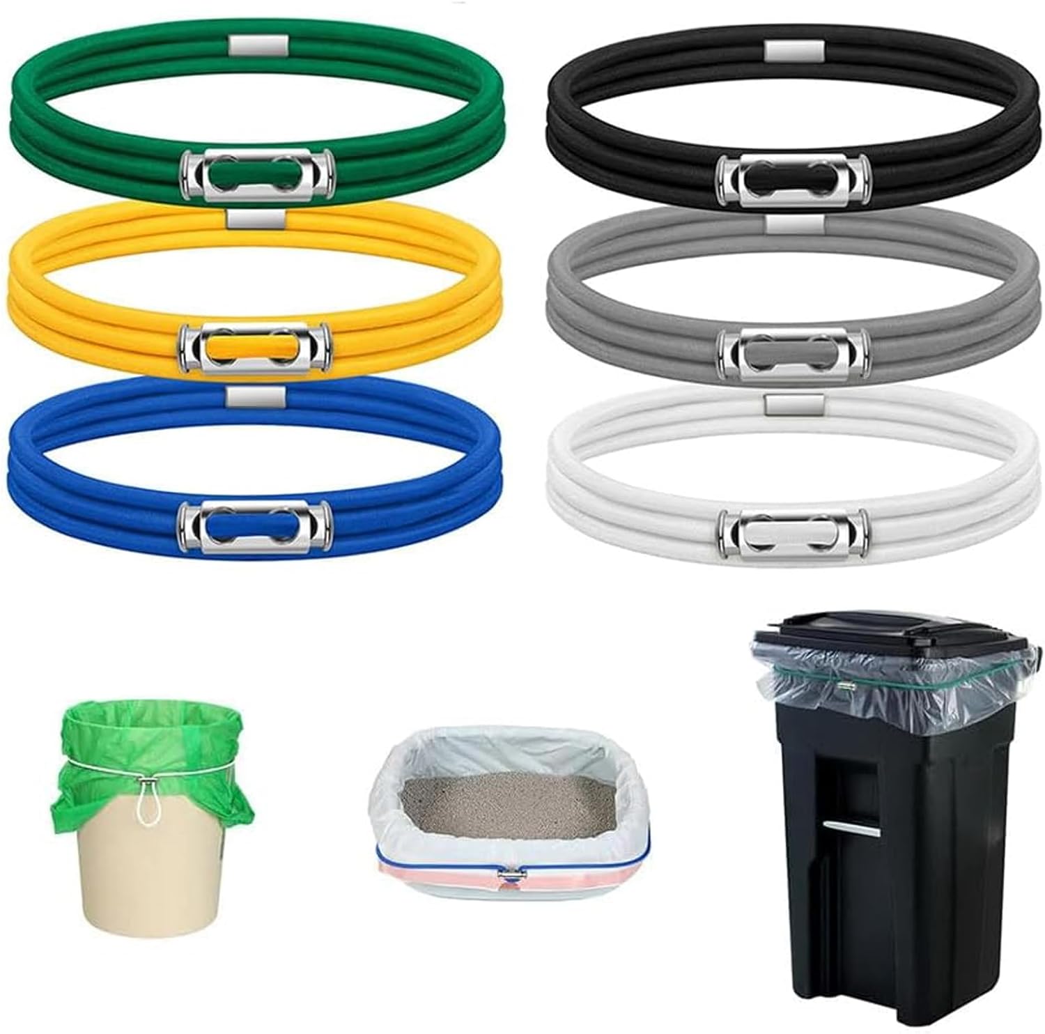 3-Pack Large Rubber Bands For Trash Cans - 27 Inch Stretch Bands For 13-30 Gallon Cans