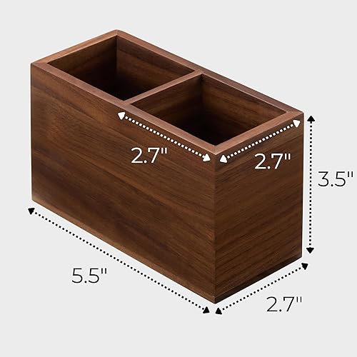 Miniatura 4 de Portalápices de madera de nogal (ranuras dobles) para escritorio