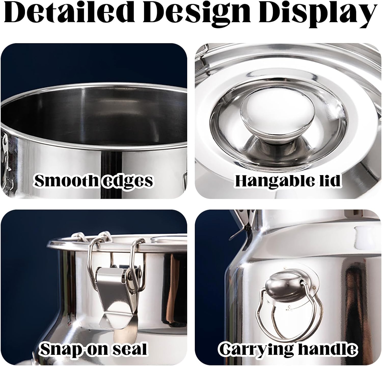 Stainless Steel Milk Can Milk Storage Can Jug Milk Bucket Wine Pail with Tight Lid and Handle for Kitchen Restaurant Party,5L