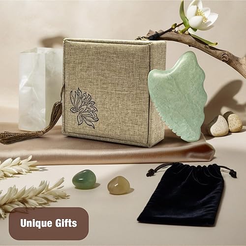 Miniatura 7 de Gua Sha Herramientas faciales, Jade Gua Sha Stone Comb Edge, Guasha Herramienta para Esculpir la Mandíbula Cara Regalos