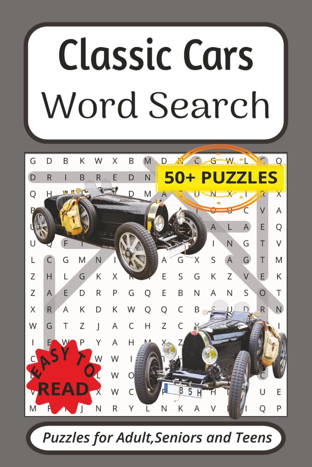 Classic Cars Word Search: 50+ Puzzles Book Easy Read for Adult,Seniors and Car Lovers