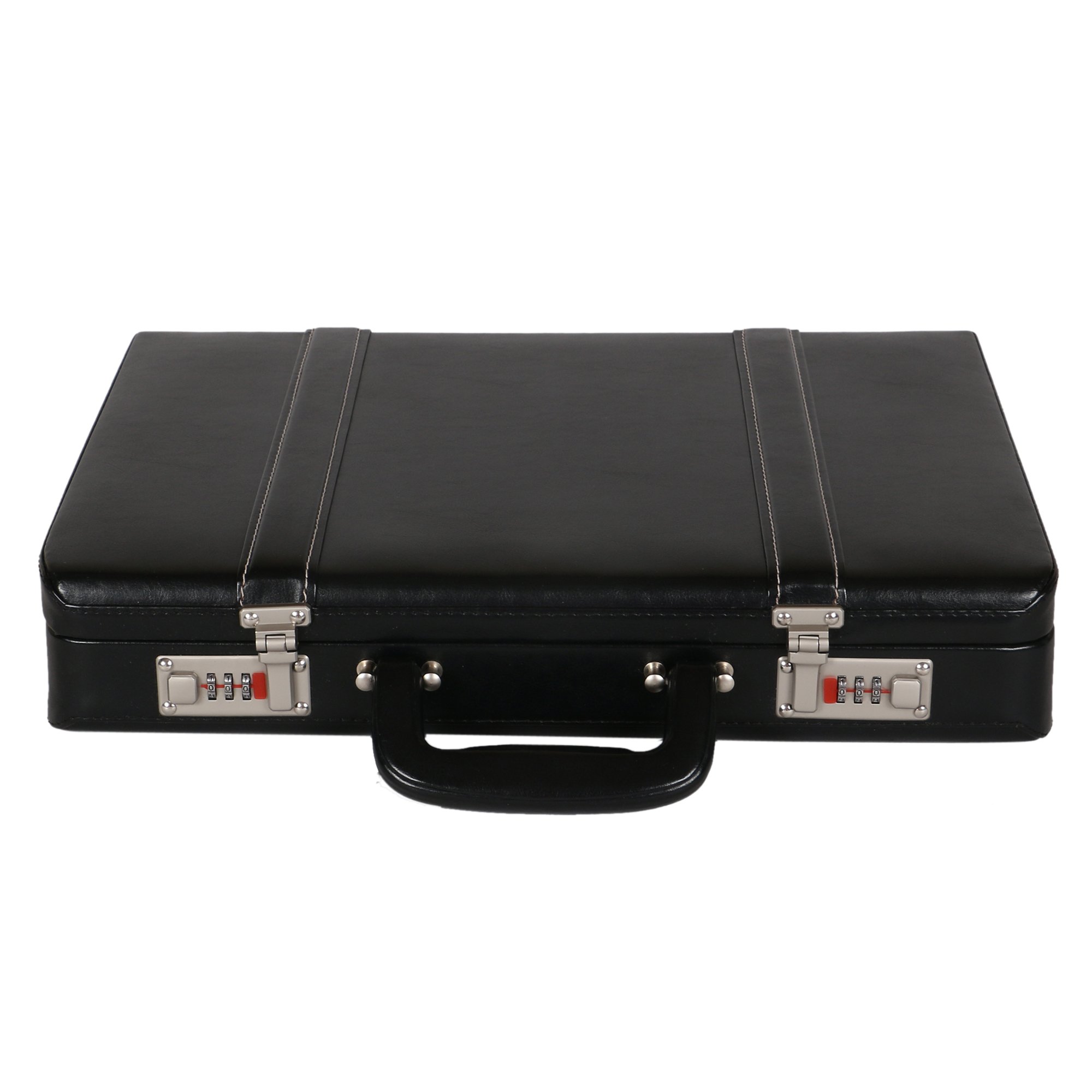 Faux Leather Briefcase Laptop Compartment Expandable Features High-Security Combo Number Lock Briefcase Bag for Men Black-image-35