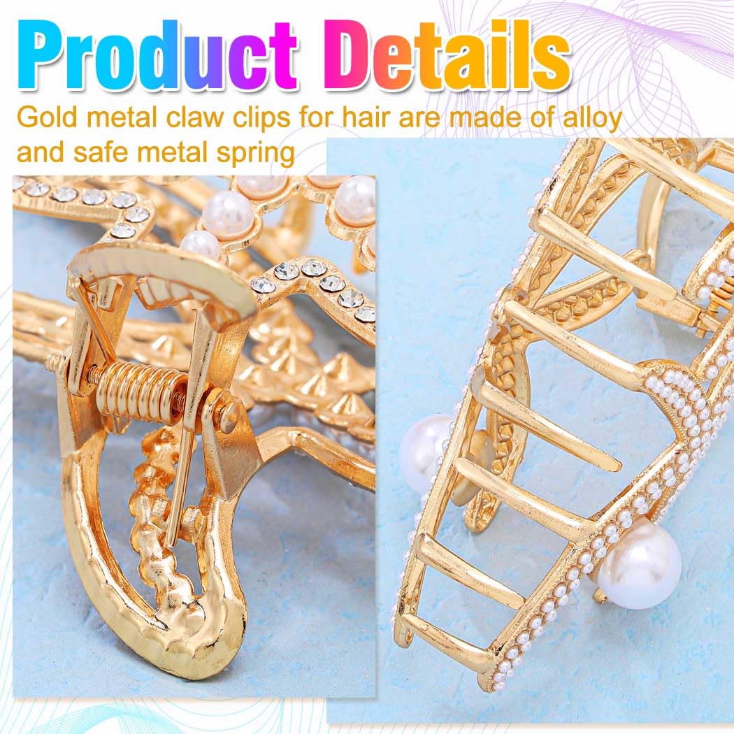 CAKURE Starfish Hair Clip Gold Large Claw Clip for Thick Hair Beach Hair Accessries for Women (Pack of 2) (a-gold&gold)