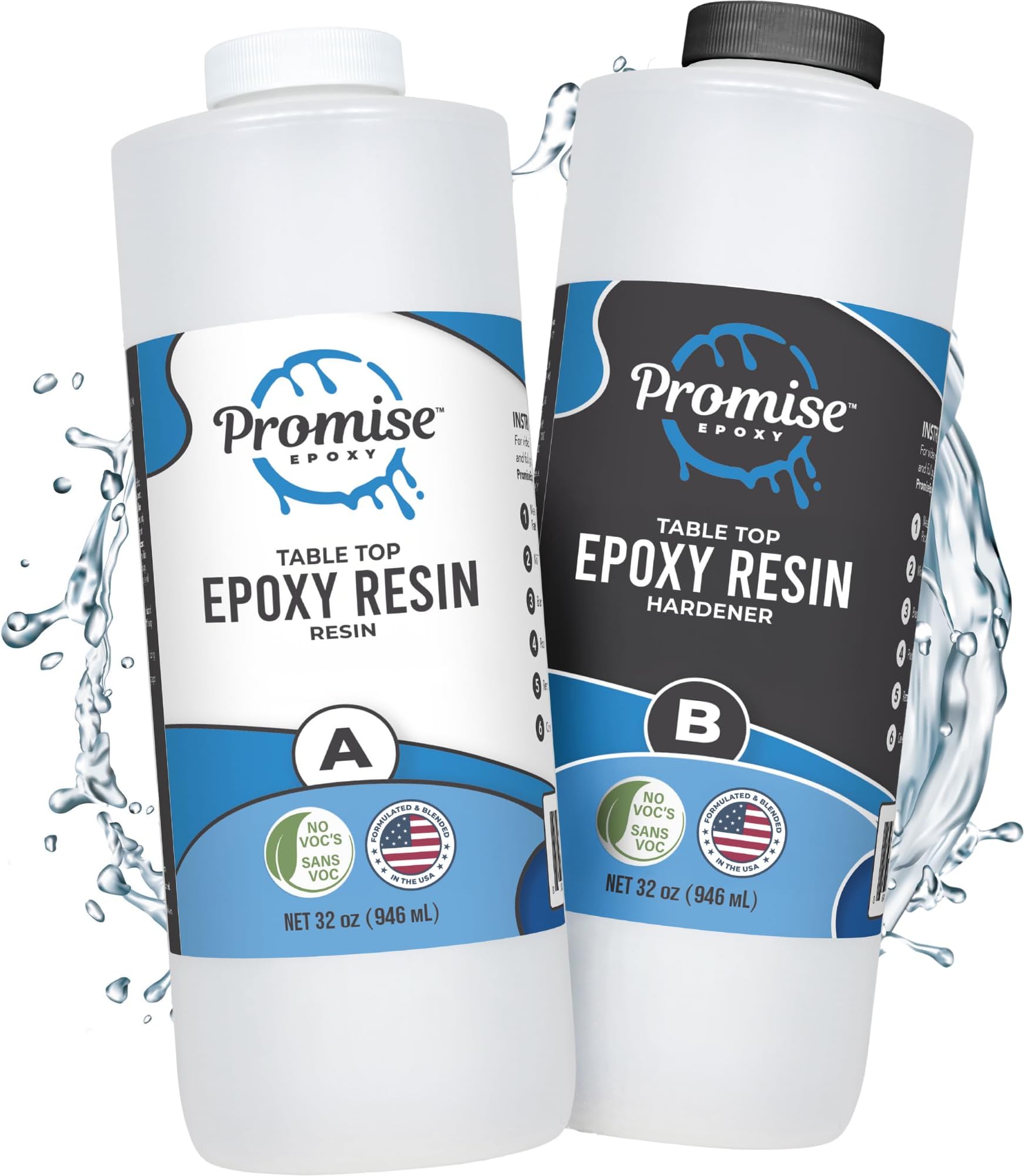 Pro Marine Supplies Crystal Clear Bar Table Top Epoxy Resin Coating For Wood Tabletop - 2 Quart Kit