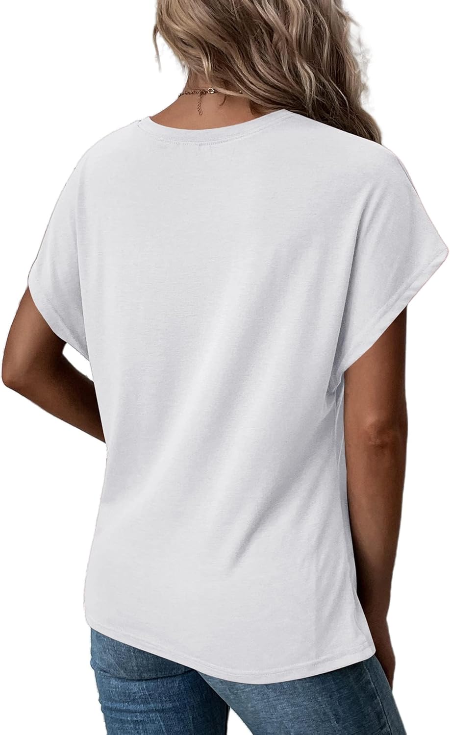 Remidoo Asymmetrical Tops for Women Twist Front Top Crewneck Knot Short Sleeve T Shirts - Image 2