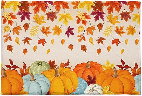 Autumn Maple Leaf with Maple Leaf Thanksgiving Day Bath Mat,Bathroom Non-Slip Absorbent Rug,Bathroom Decor Microfiber Memory Foam Soft Rug Bath Mat