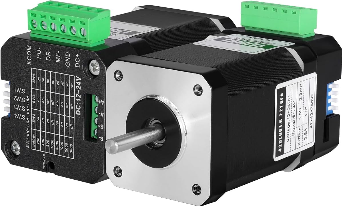 Nema 17 Stepper Motor with Integrated Stepper Driver 42-76mm 0.7Nm | 42 Stepper Motor with Controller 1.8‌°‌ 99.13oz·in Bipolar 2.5A 1.5Ω 2 Phase High torque for 3D Printer DIY Robot CNC Machine