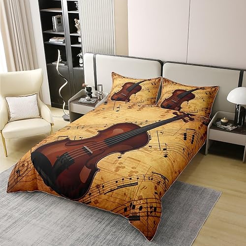 Miniatura 2 de Funda de edredón de violín 3D 100% algodón, juego de ropa de cama de 3 piezas, juegos de ropa de cama de 3 piezas, para niños, niñas, adolescentes,
