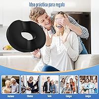 Vista 7 de Cojín de asiento con forma de dona para aliviar el dolor de coxis y hemorroides, cojín de espuma viscoelástica para embarazo posparto, cojines