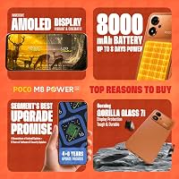 POCO M8 Power 5G (Blaze Orange, 6GB RAM, 128GB Storage) | 6.99 Inch Full HD+ AMOLED Display | Snapdragon Gen 4 Processor | 50MP Rear Camera | 8MP Front Camera | 8000mAh Battery