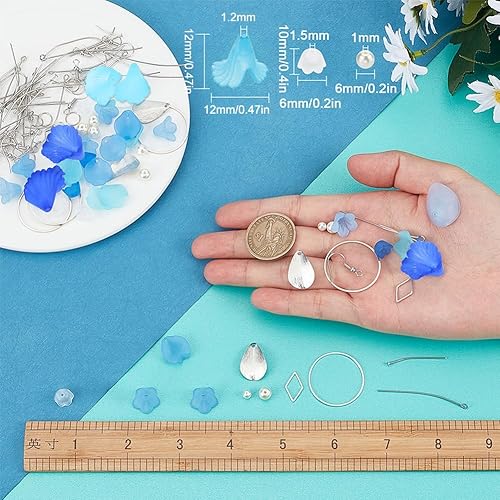 Miniatura 31 de SUNNYCLUE 1 caja de 10 pares de dijes acrílicos de flores florales 3D, kit de fabricación de aretes de lirio de cala para hacer joyas, iniciadores