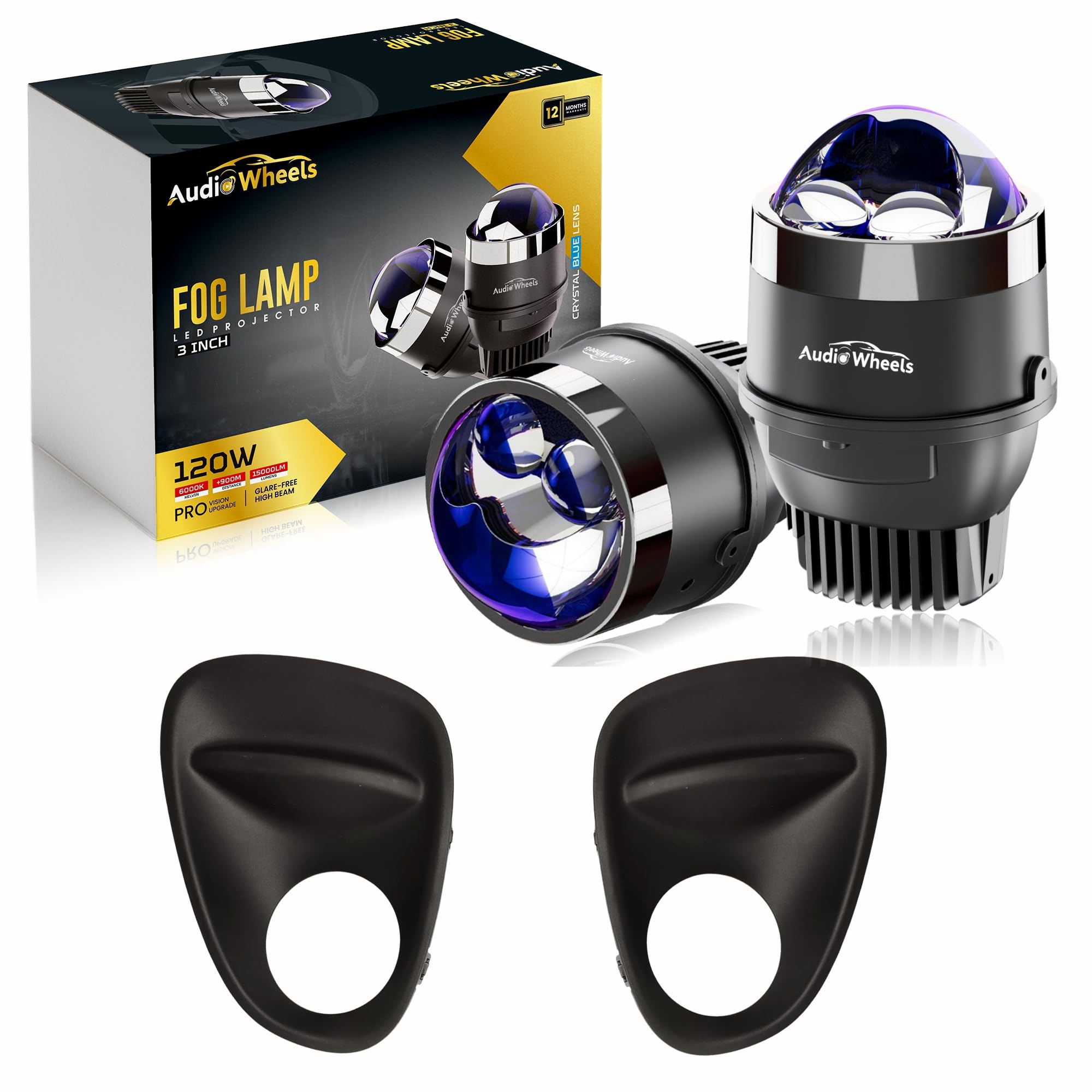 Audio Wheels 3 Inch LED Projector Fog Lamp & Cover, Tri-Color (White/Warm/Yellow) | Dual Beam | Car & Vehicle Modification Fog Light | 1-Year Warranty | Compatible with Maruti Suzuki Baleno 2019-21-image-47