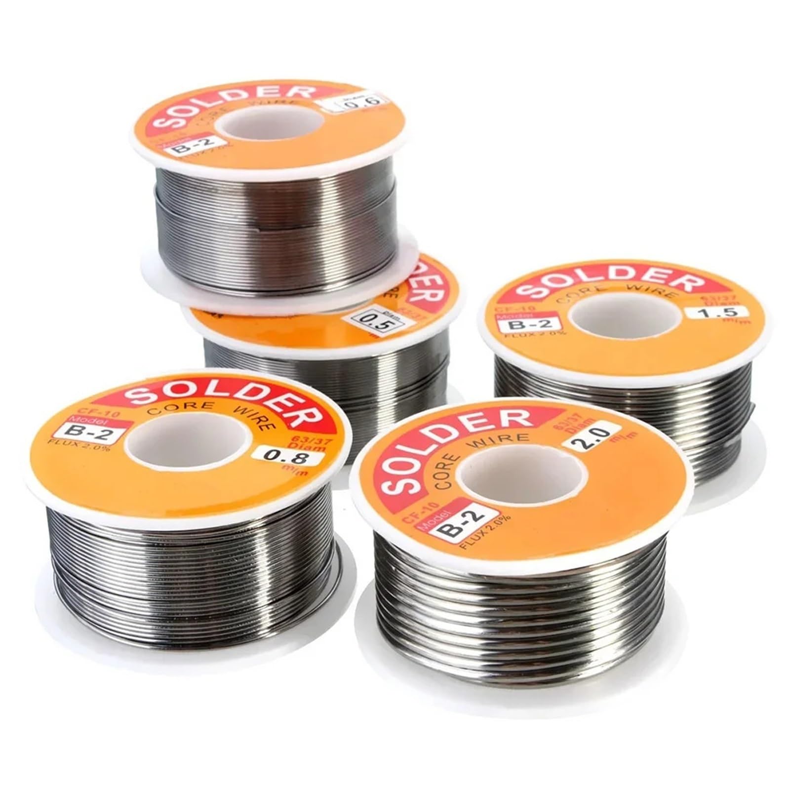 Filo di saldatura in lega di stagno 63/37 Colofonia Nucleo Flusso 2% Linea di saldatura su bobina Saldatura elettrica 50g 100g(100g 0.8mm)