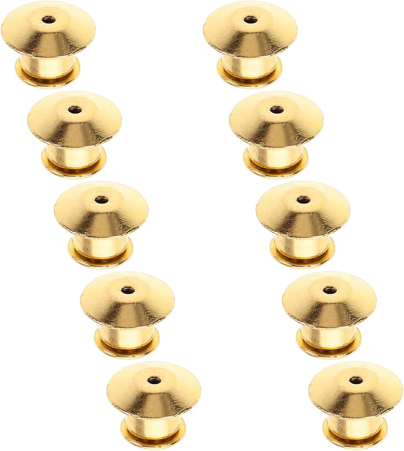 WOONEKY 10pcs Metal Brooch Pin Backs Locking Clasps Gold Flat Head Lapel Pin Locks Secure Fasteners for Enamel Jewelry Making Craft Supplies
