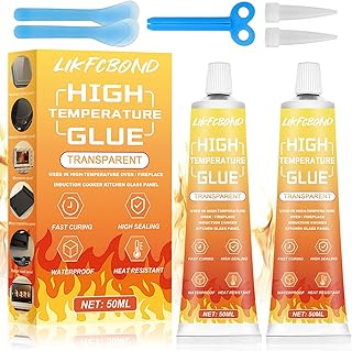 🎁 FREEBIE: LIKFCBOND High Temperature Glue, 2 Pieces High Temperature Sealant, Flame Retardant Silicone, Transparent High Temperature…
