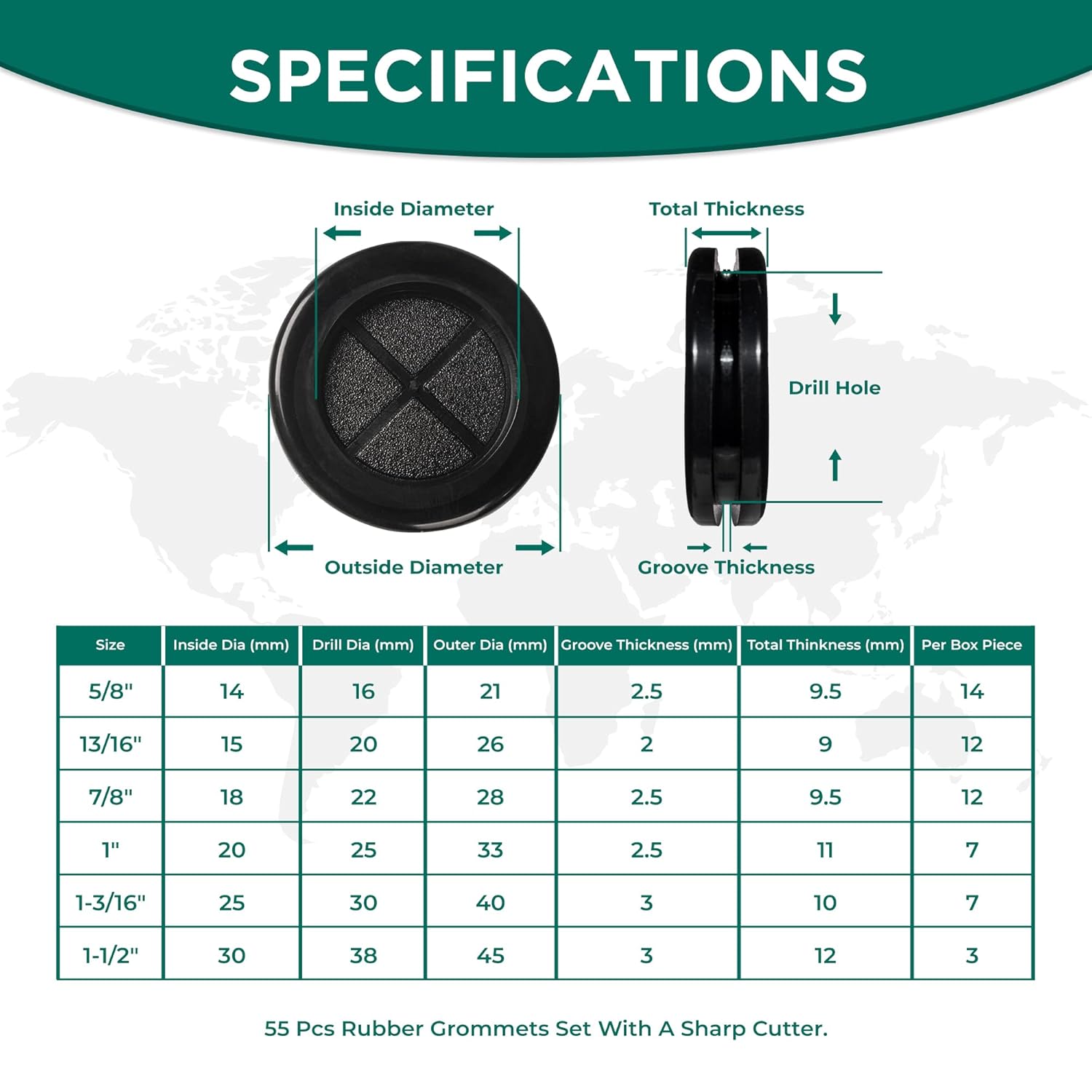 Buy AAM Essentials Rubber Grommets for Wiring, 55Pcs DoubleSided