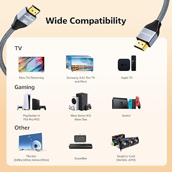 8K HDMI Cable, Certified Ultra High Speed HDMI Cable 48Gbps 6.6FT