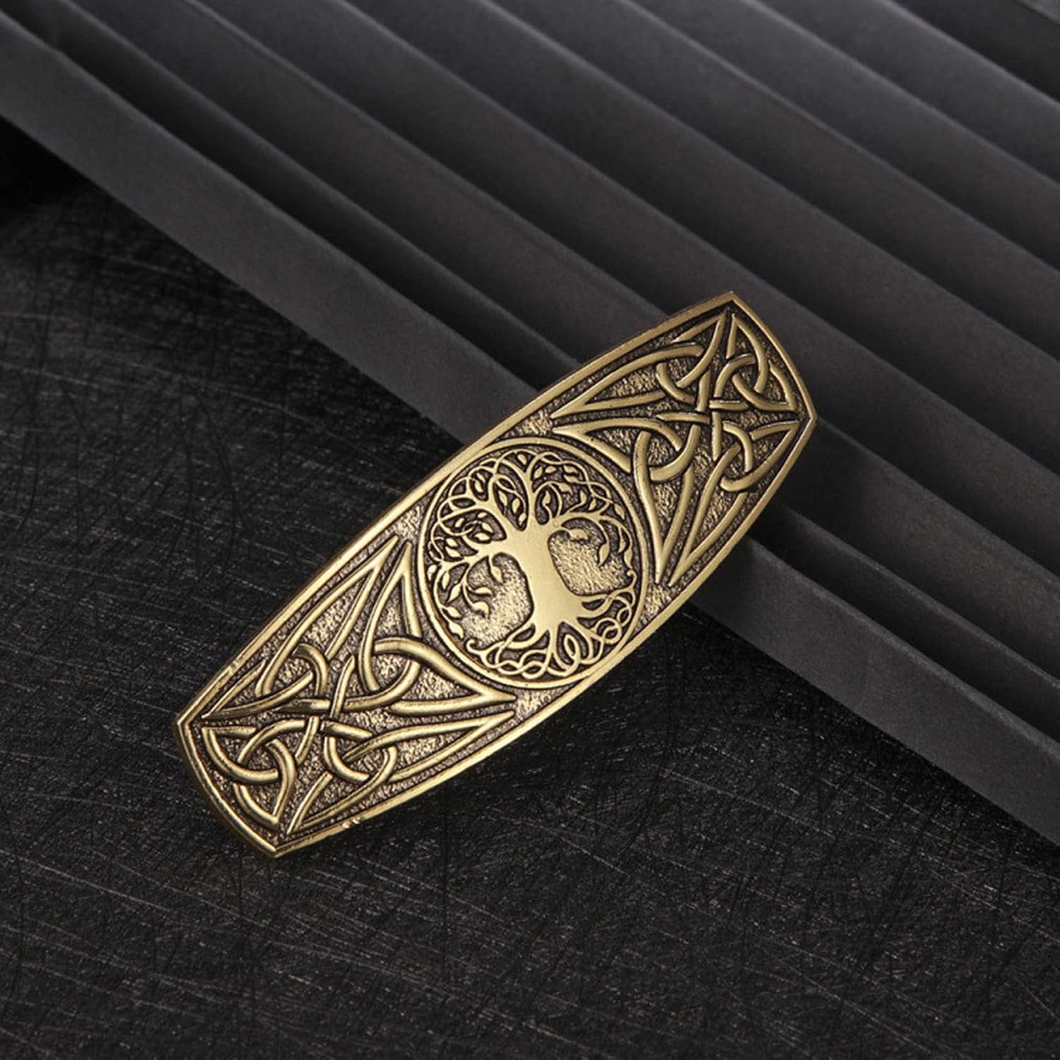 2 Pieces World Tree Hair Clip, Irish Celtic Knot Protection Hair Clip, Pattern Engraved Headwear Hair Barrettes, Metal Barrettes, Fashion Vintage Hair Clip for Women (gold) - Image 4