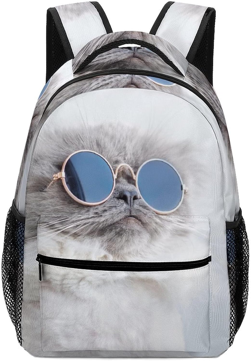 Teens Casual Daypack Kids School Backpack Printed Daily Bag for Travel Hiking Cat Sunglasses