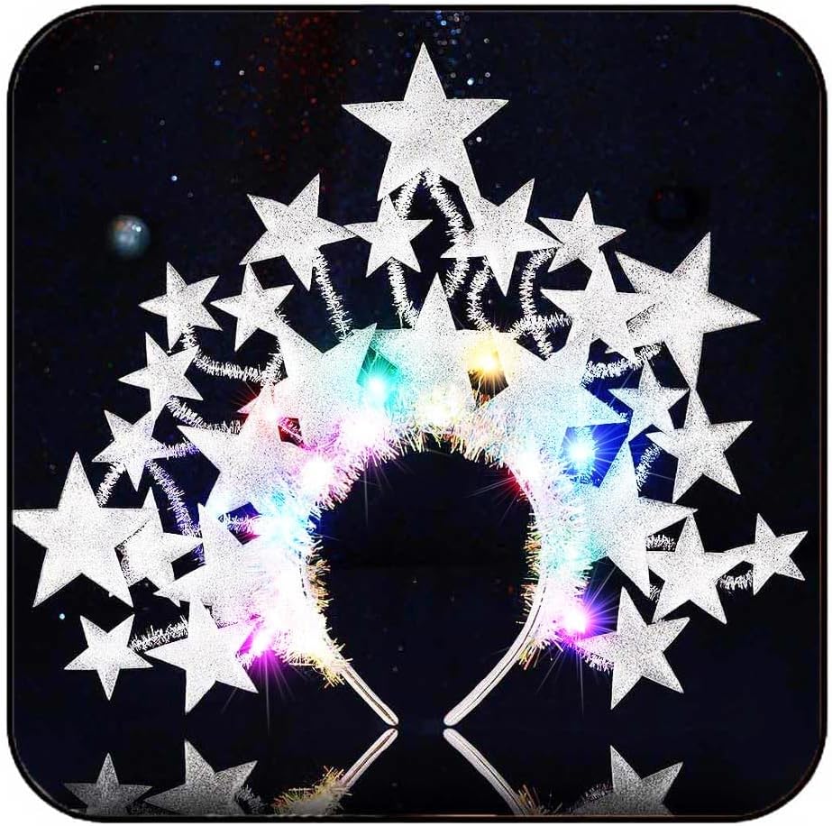 GORTIN Light up Stars Headband LED Headpiece Glowing Halloween Costume Headwear Rave Hair Accessories for Women