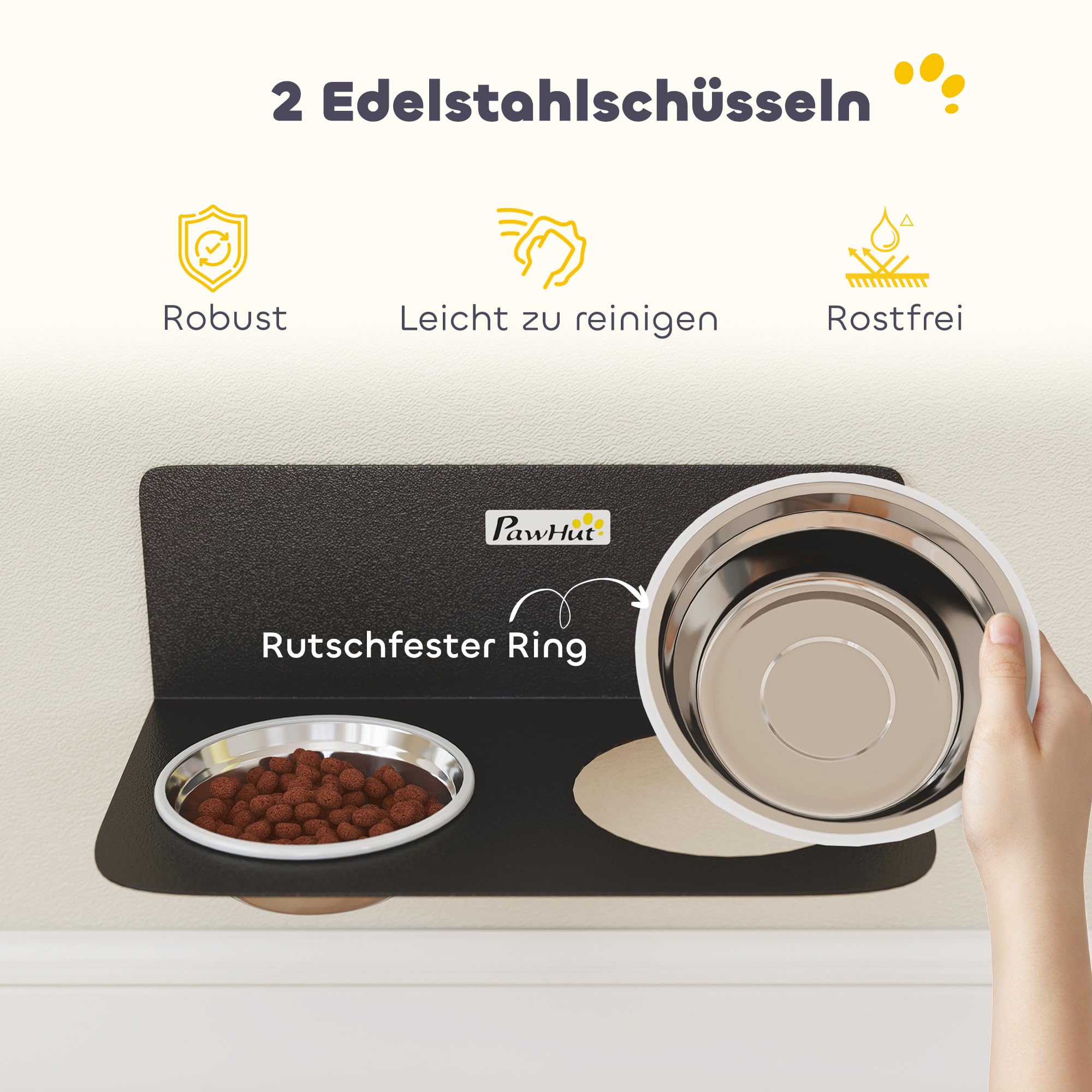 PawHut Hundenapf Höhenverstellbar mit 2 x 800ml für Große Hunde Schwarz