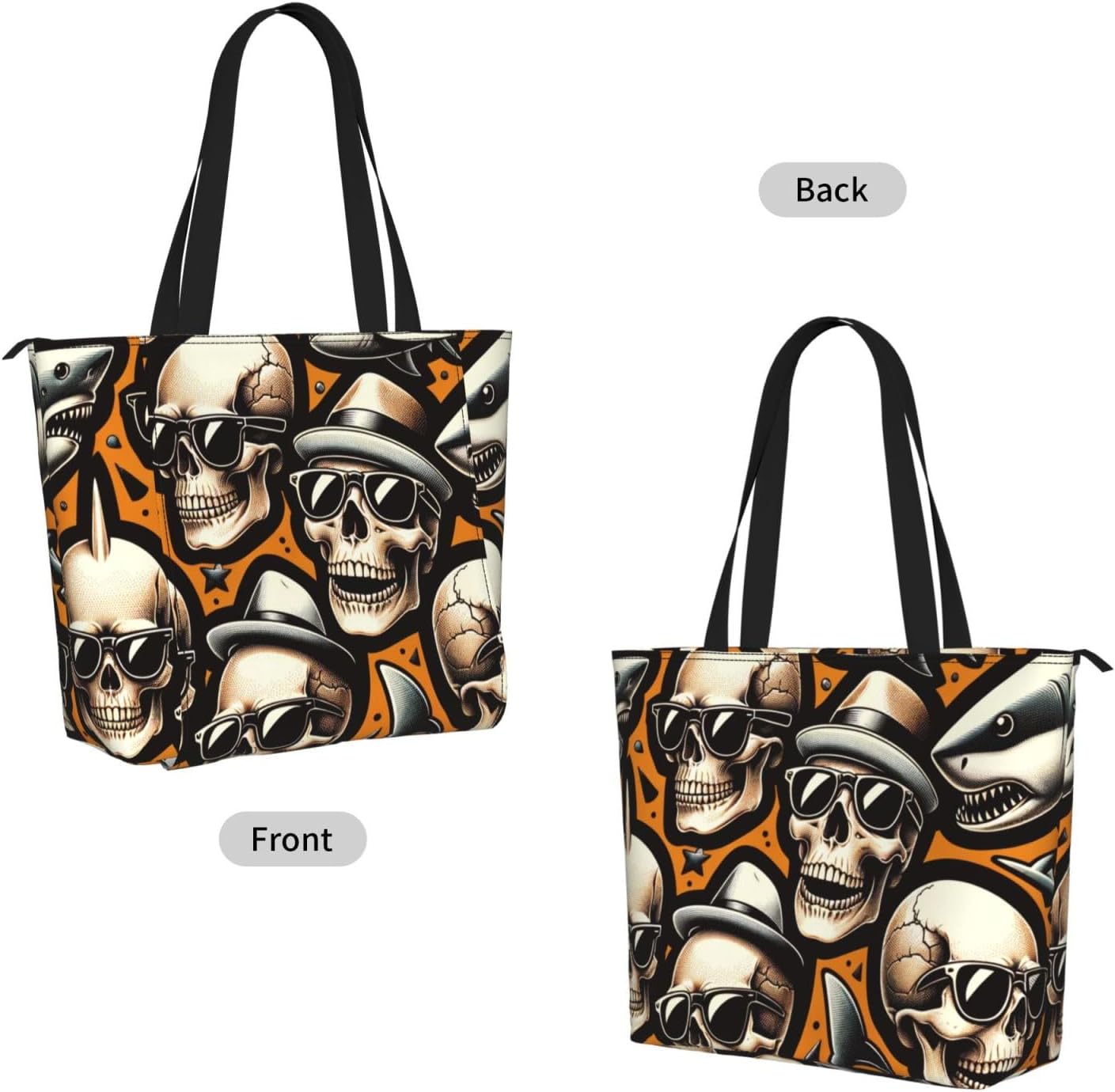Women Hipster-Cool-Shark-Skull Yoga Mat Bag Gym Tote image 2