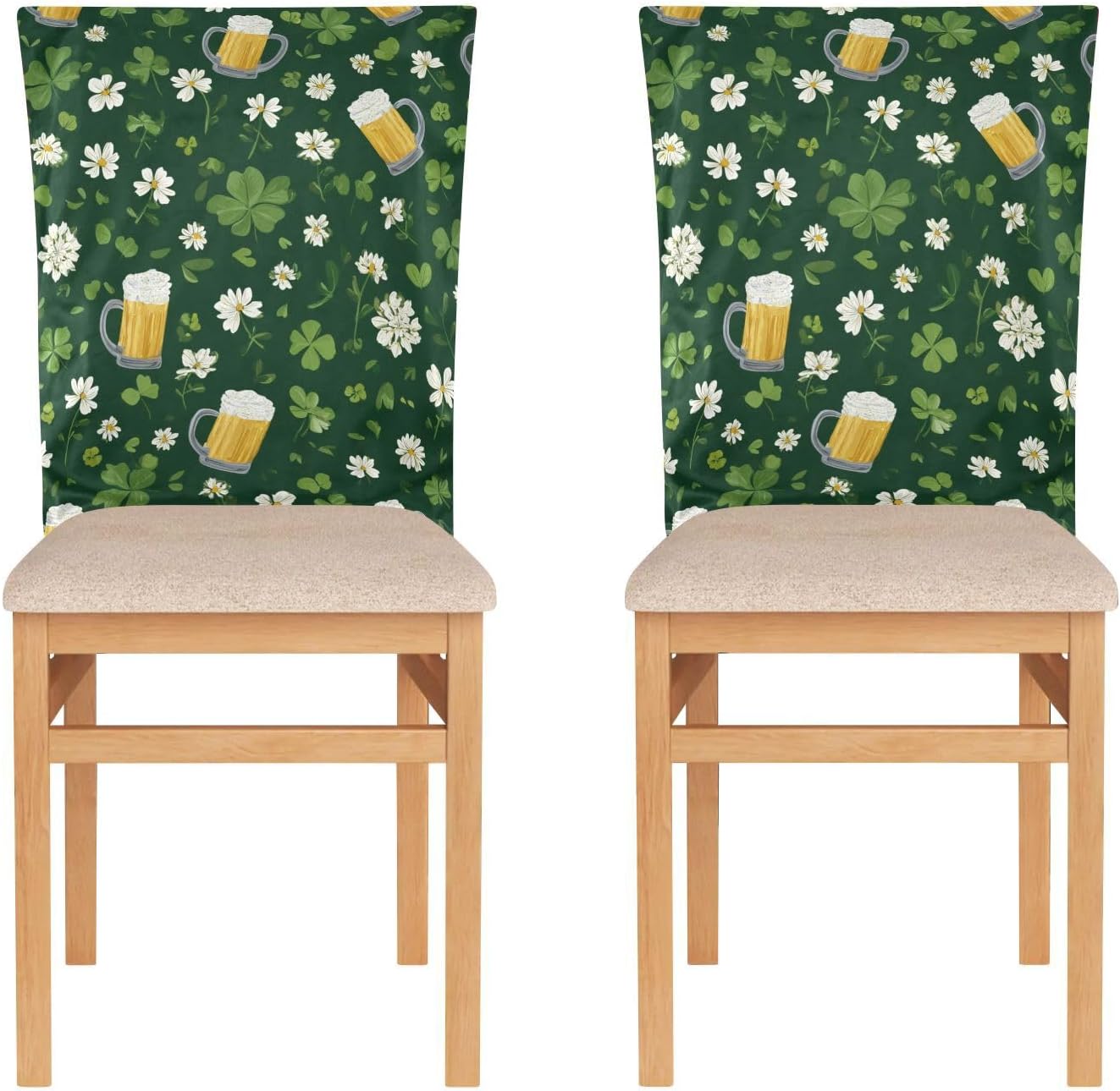 ALAZA Cute Clovers Chair Back Cover Set of 6, Washable Reusable Removable Chair Slipcovers Decorative Chair Cover for Home Kitchen Wedding Party