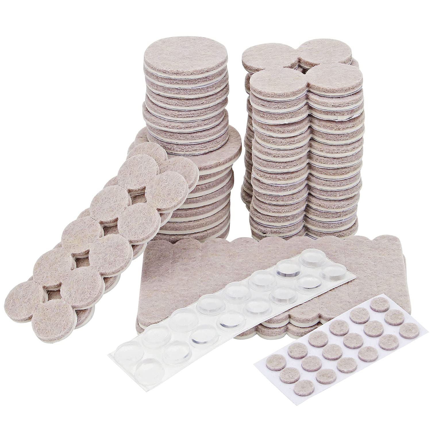 144 FURNITURE FELT PADS Beige Round Floor Protector Chair/Table Leg Sticky Back