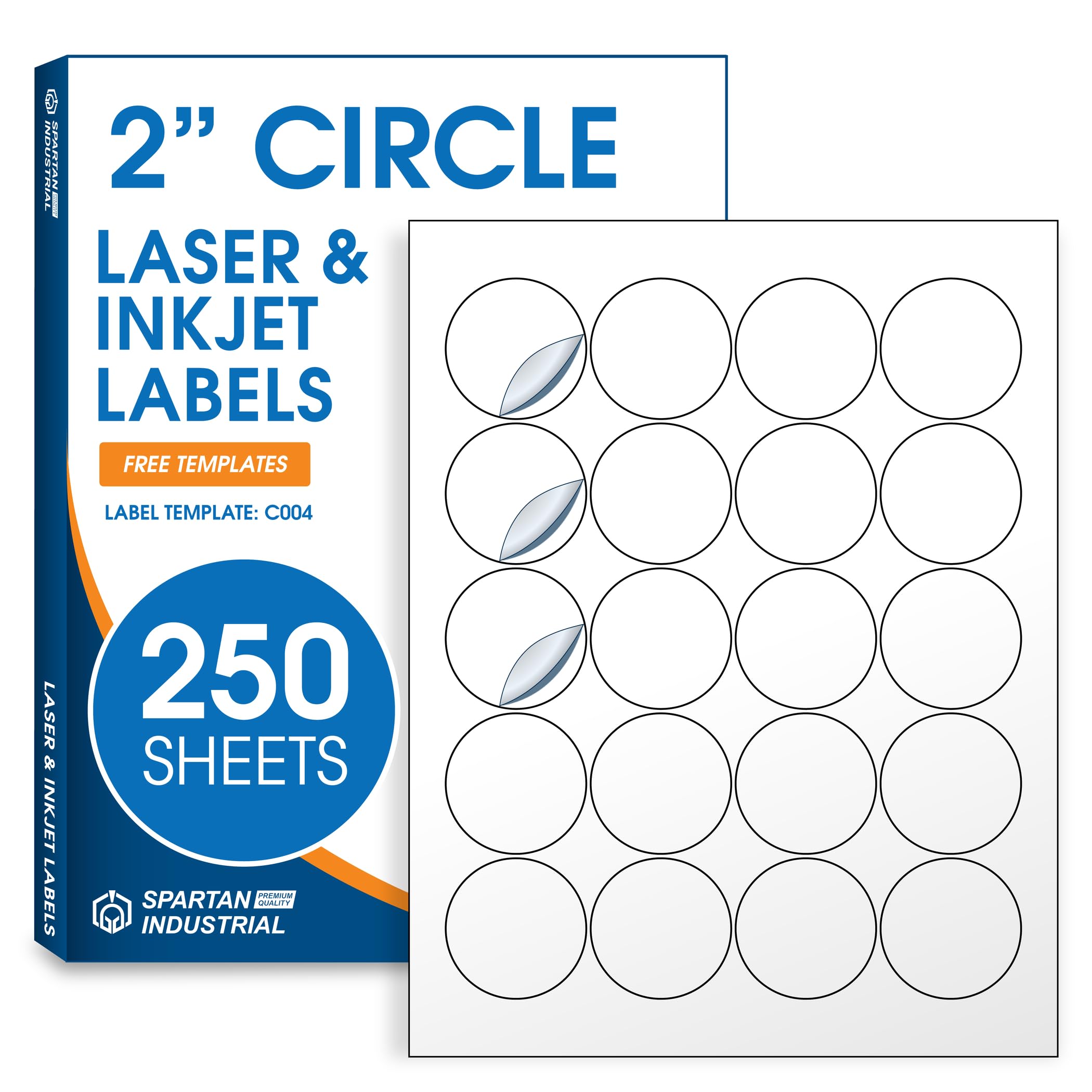 2" Printable Round Labels for Laser and Inkjet Printers - 5000 Blank Labels, 250 Sheets for Thank You Stickers, Price Tags, QR Codes, Business Logos -