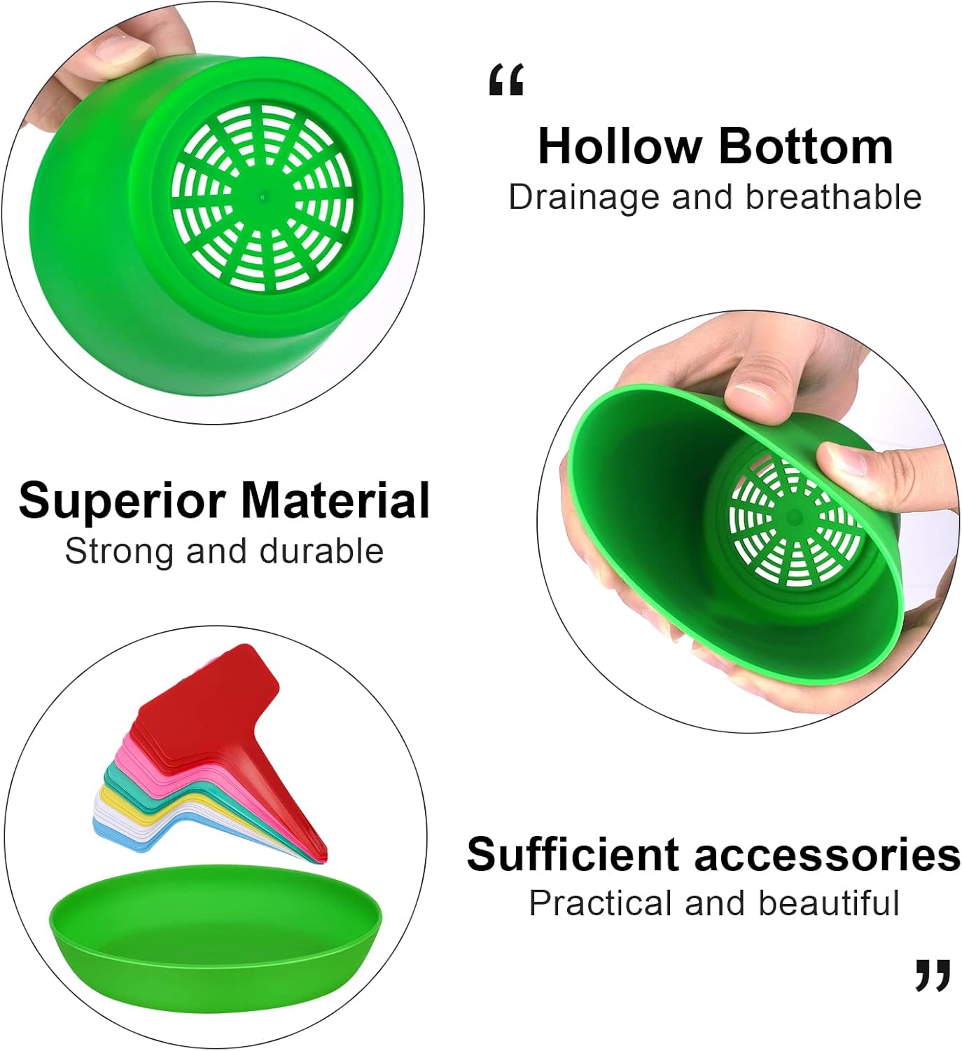 ADXCO 24 Pack 4 Inch Plastic Plant Pot with Saucers Flower Pots Planters Nursery Pots and 24 Labels for Outdoor Indoor Plants Gardening Containers, Assorted 8 Colors