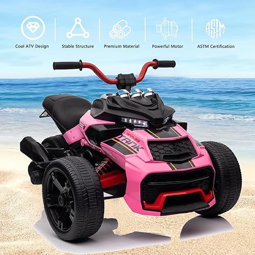 Miniatura 2 de ATV de 24 V para niños, juguete eléctrico con batería para niños y niñas con velocidades altas y bajas, motocicleta de 3 ruedas para niños con luz