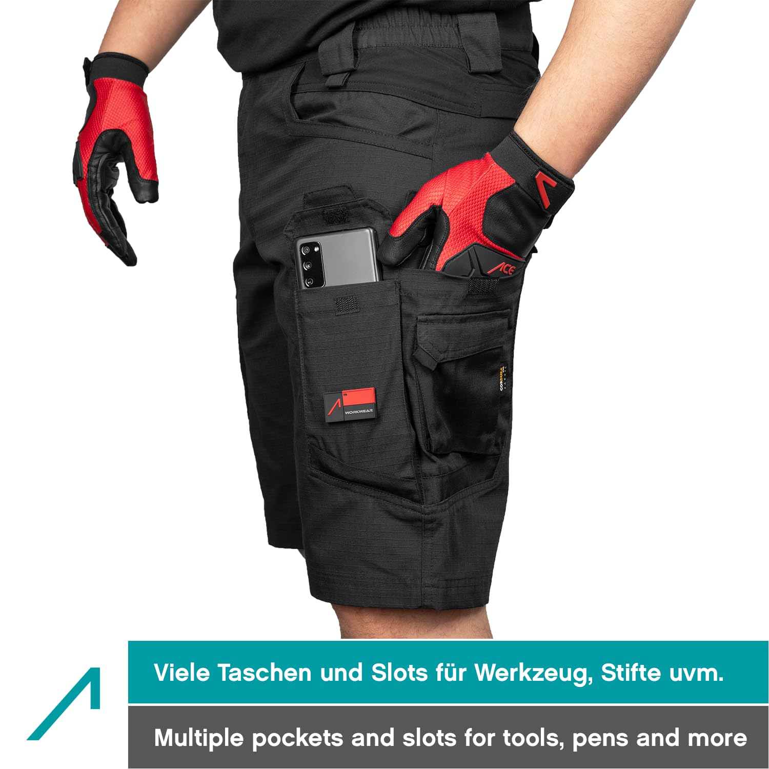 ACE Ace Constructor - Shorts d'utilité Professionnelle - Short Cargo - Homme