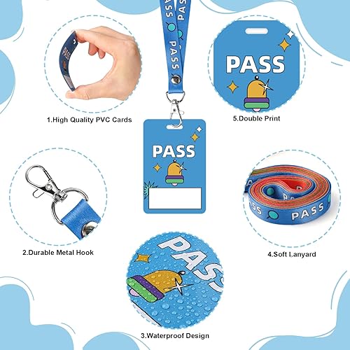 Miniatura 4 de 8 pases de pasillo escribibles para aulas, pases irrompibles de PVC para pasillos para pasillo, baño, biblioteca, oficina, niño, niña y enfermera,