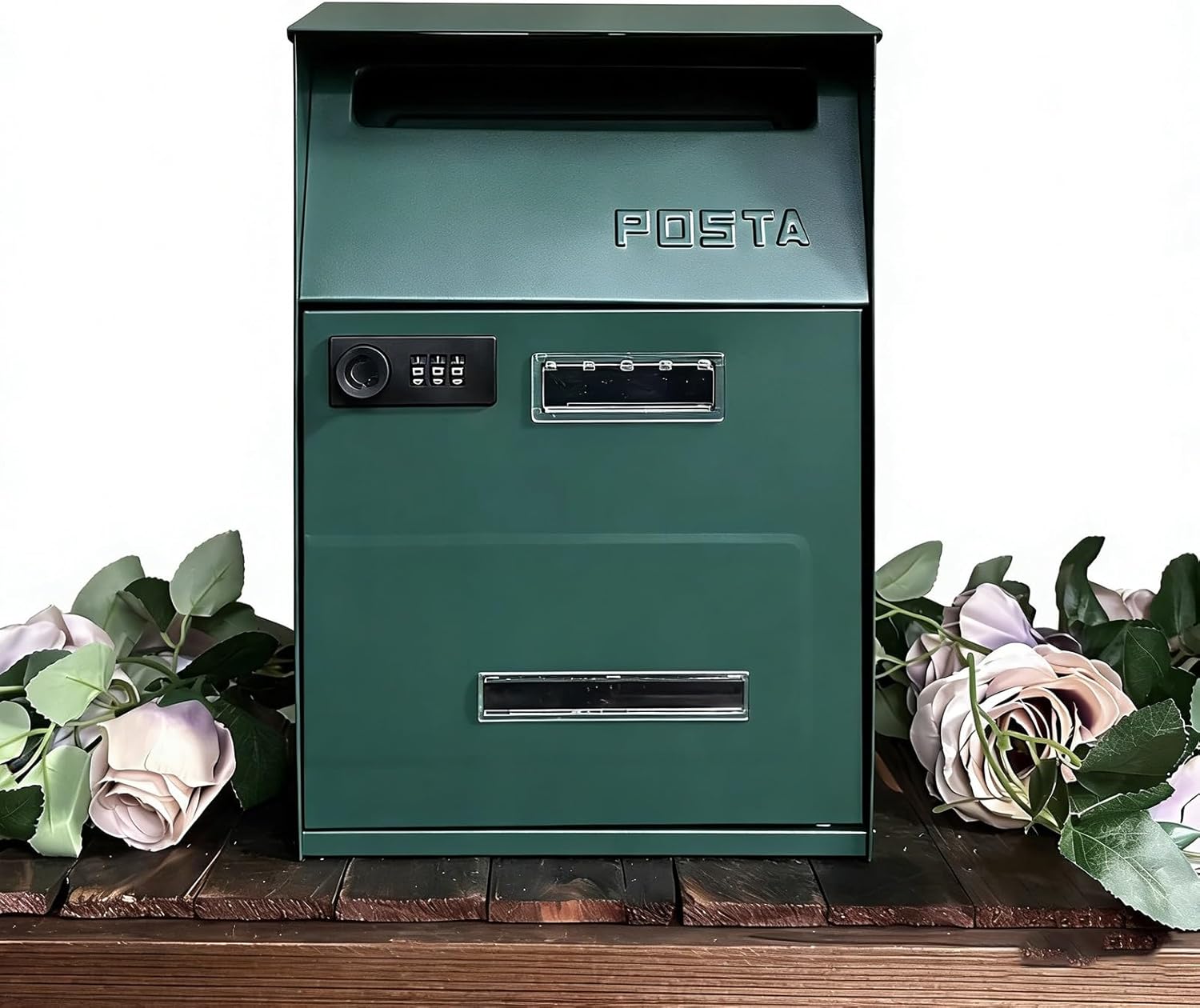 Curbside Mailbox, Rust Resistant Metal Post Box with Lock and Keys, Convenient and Durable Wall Mount Mailbox for Home Or Apartment(Postal Green)