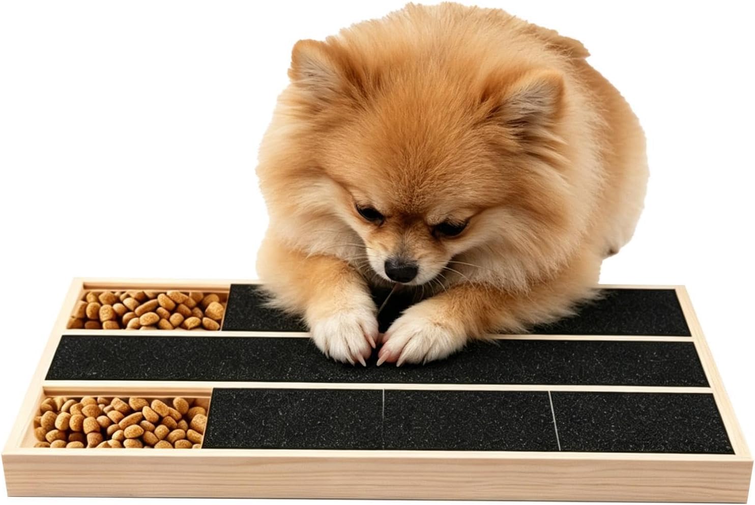 Dog Nail Scratch Board - Wooden Pet File Toy with Treat Box Dog Scratch Pad, Self Grooming Nails Trimming Board Wooden Design, Dogs Nail Grinder Alternative Training, 13.78x9.84x1.38 inches