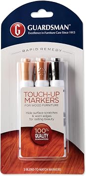 Guardsman Wood Furniture Markers, Furniture Scratch Repair Kit for Wood Floors, Cabinets, Chairs, and Furnishings, 3 Colors