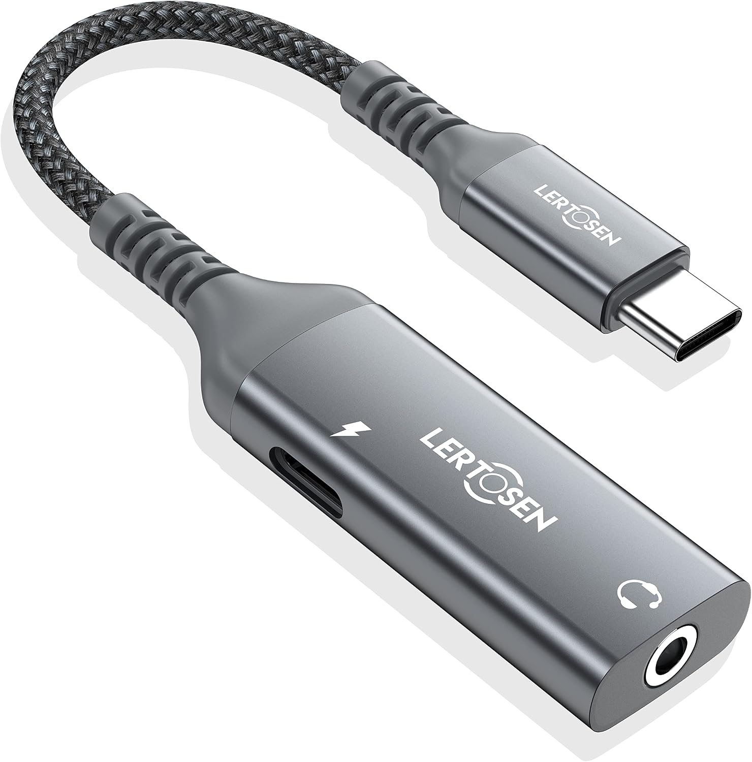 LERTOSEN 2 in 1 USB C to 3.5mm Headphone and Charger Adapter + USB Type C to 3.5mm Female Headphone Jack Adapter (Bundle)