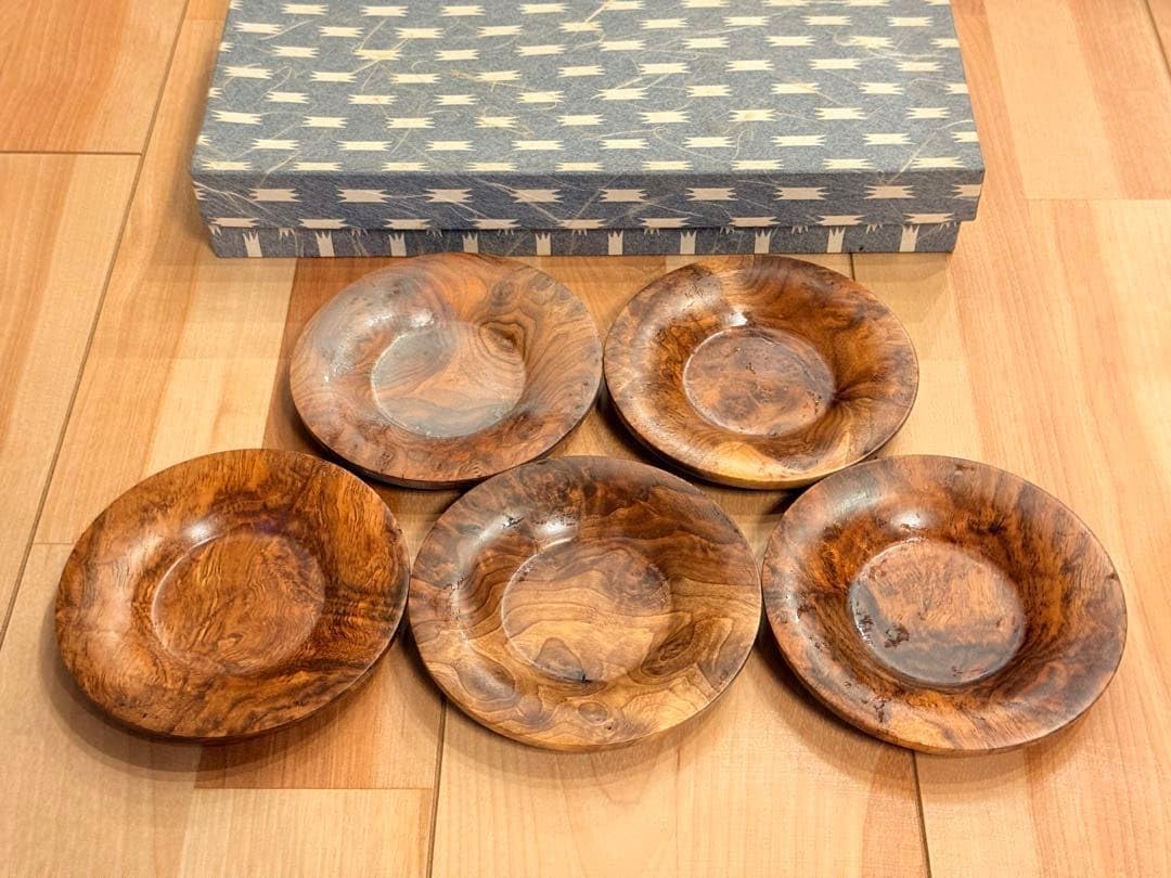 南部鉄器 釜師 鈴木盛久作 木の葉茶托 五客 共箱 V R9095 南部鉄器 釜