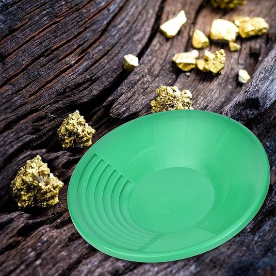 Gold Panning Pan, 15 inch Green Plastic Gold Mining Pan, for Mining Prospecting, River Panning Gold Rushing, for Beginners and Hobbyist