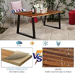 Giantex Rectangular Acacia Wood Dining Table Rustic Indoor &Outdoor Furniture (Rustic Brown&Black)