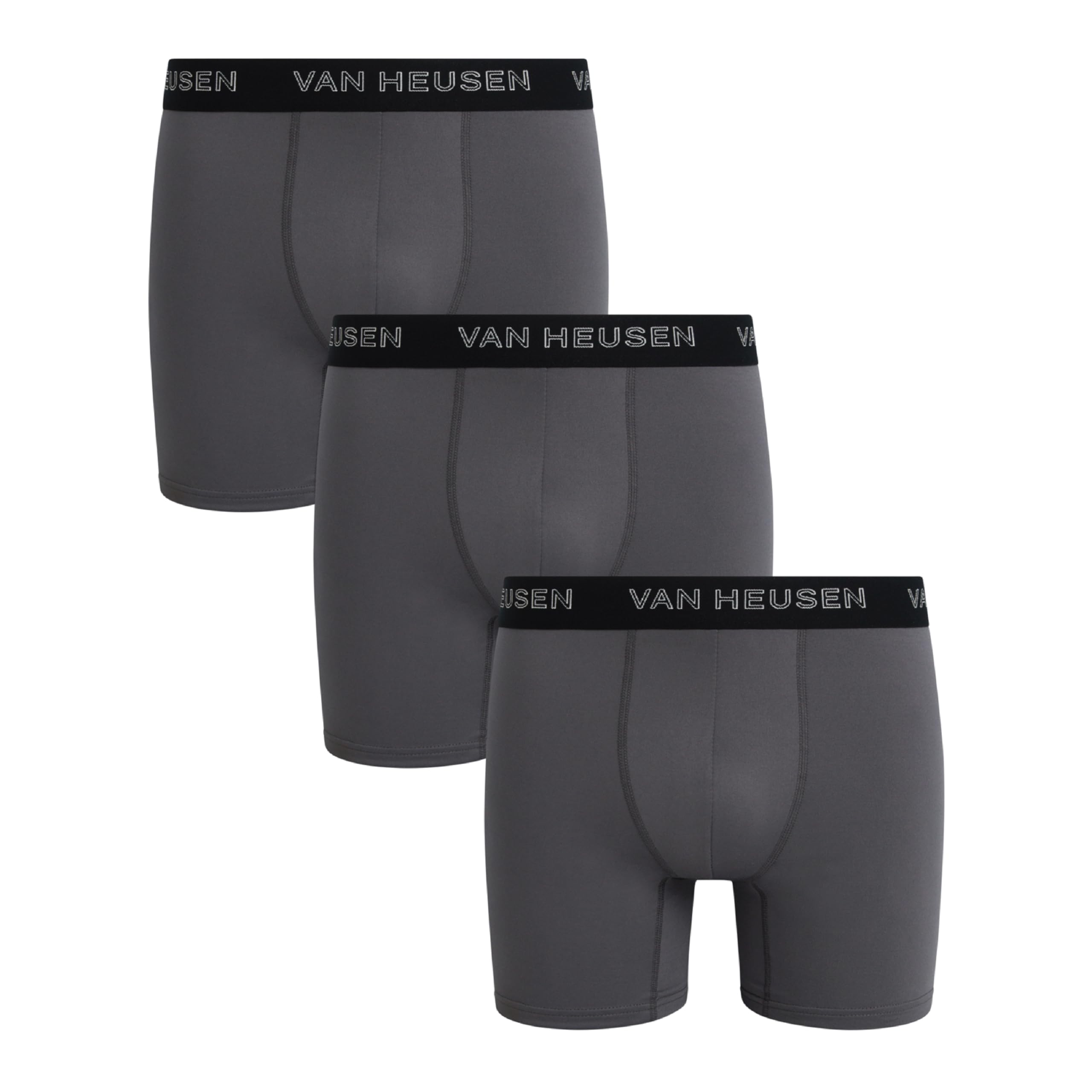 Van Heusen Mens Underwear Boxer Briefs - 3 Pack Soft Stretch Performance Boxer Briefs for Men with Contour Pouch, 6" Inseam, Medium Grey, L