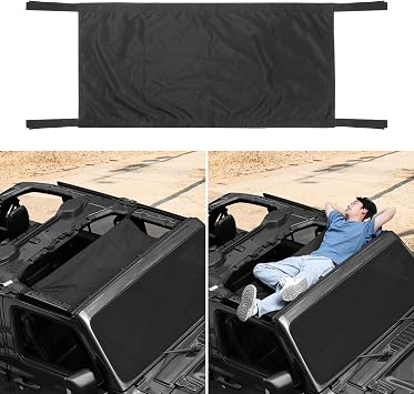 RT-TCZ Roof Hammock Storage Net for Jeep Wrangler TJ 1996-2006, JK/JKU 2007-2017, JL/JLU 2018+, for Gladiator JT 2020+, Overhead Cargo Net Ceiling Storage Organizer, Black