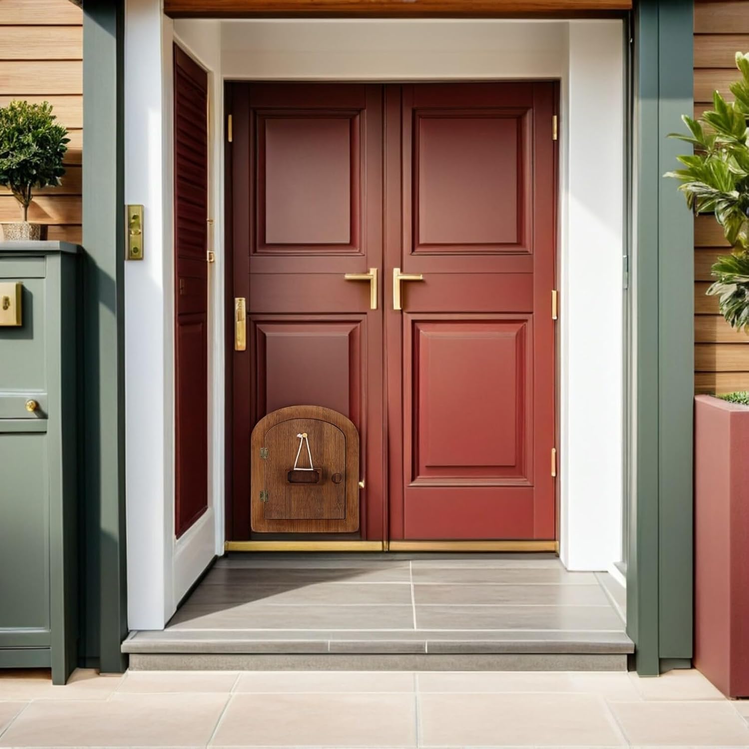 木製ペットドア 猫用室内ドア 犬の壁用 アーチ型開口 通気性確保 耐久設計 室内ペットゲート 小型犬子猫対応