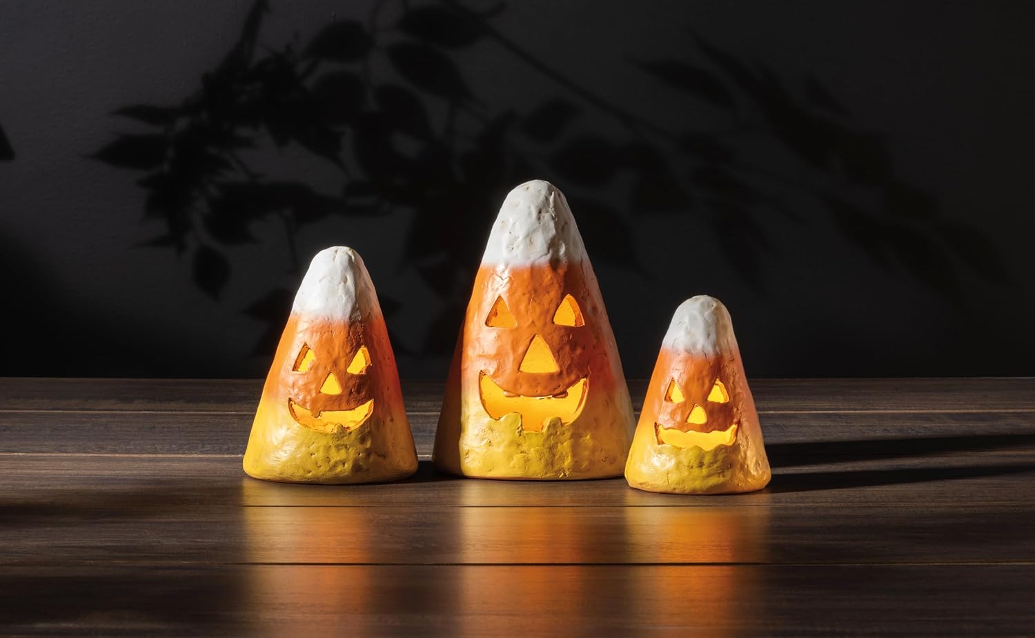 Mud Pie Halloween Medium Paper Mache Candy Corn Luminarie