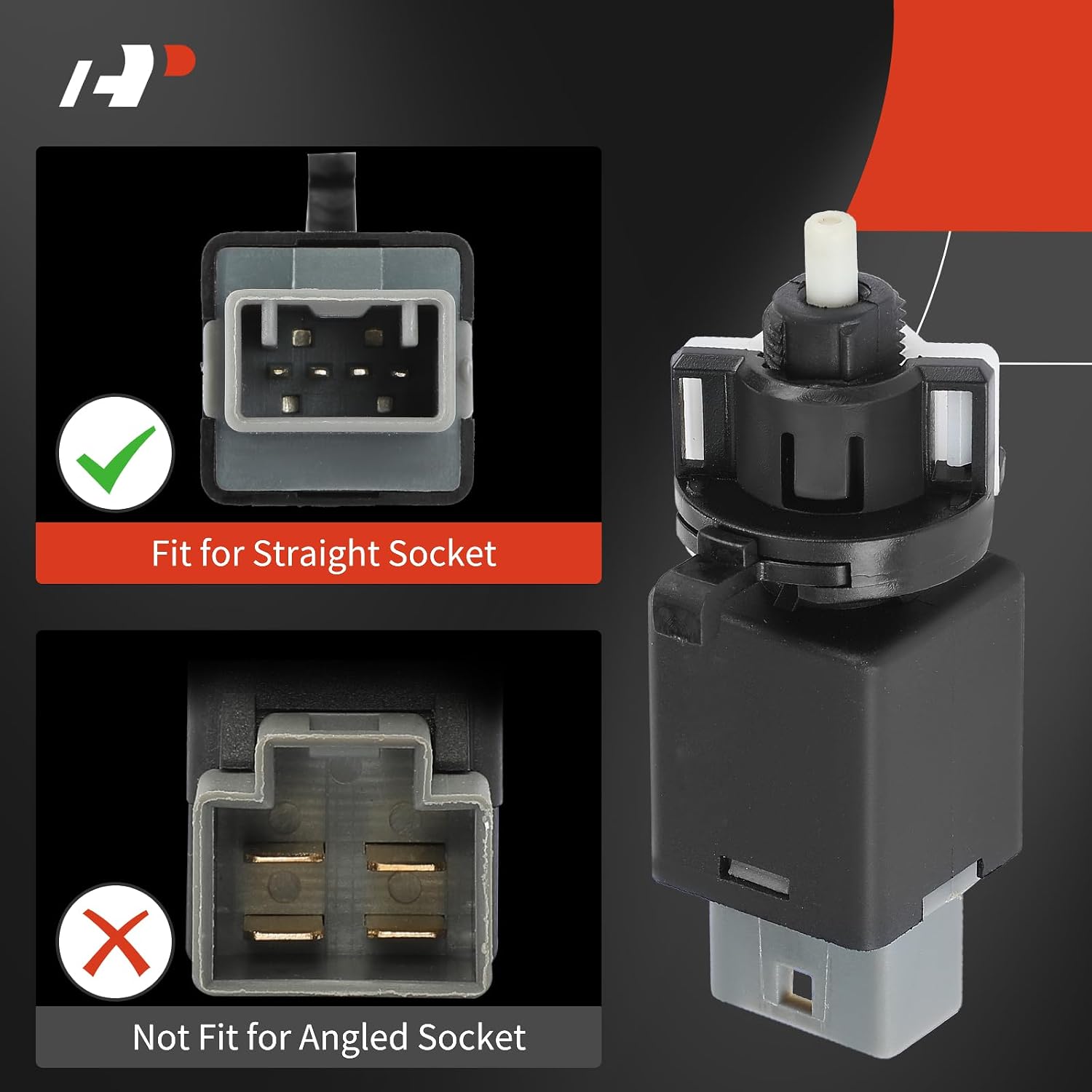 A-Premium Brake Light Switch Compatible with Hyundai Elantra 13-19, Sonata, Santa Fe, Accent, Tucson, Equus, Ioniq & Kia Soul, Optima, Sorento, Sportage & Genesis G80, with Straight Socket not Angled!