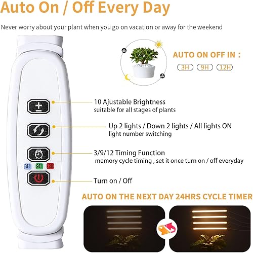 Miniatura 3 de Lámpara LED de cultivo de plantas, tiras de luz de crecimiento de espectro completo de 3500 K para plantas pequeñas de interior con temporizador de