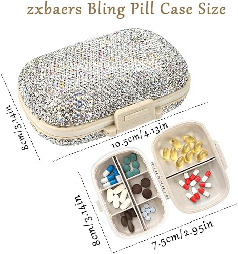 Miniatura 2 de zxbaers Pastillero de viaje portátil, 8 compartimentos, pequeño, diario, semanal, pastillero para bolsa, organizador de píldoras, soporte para