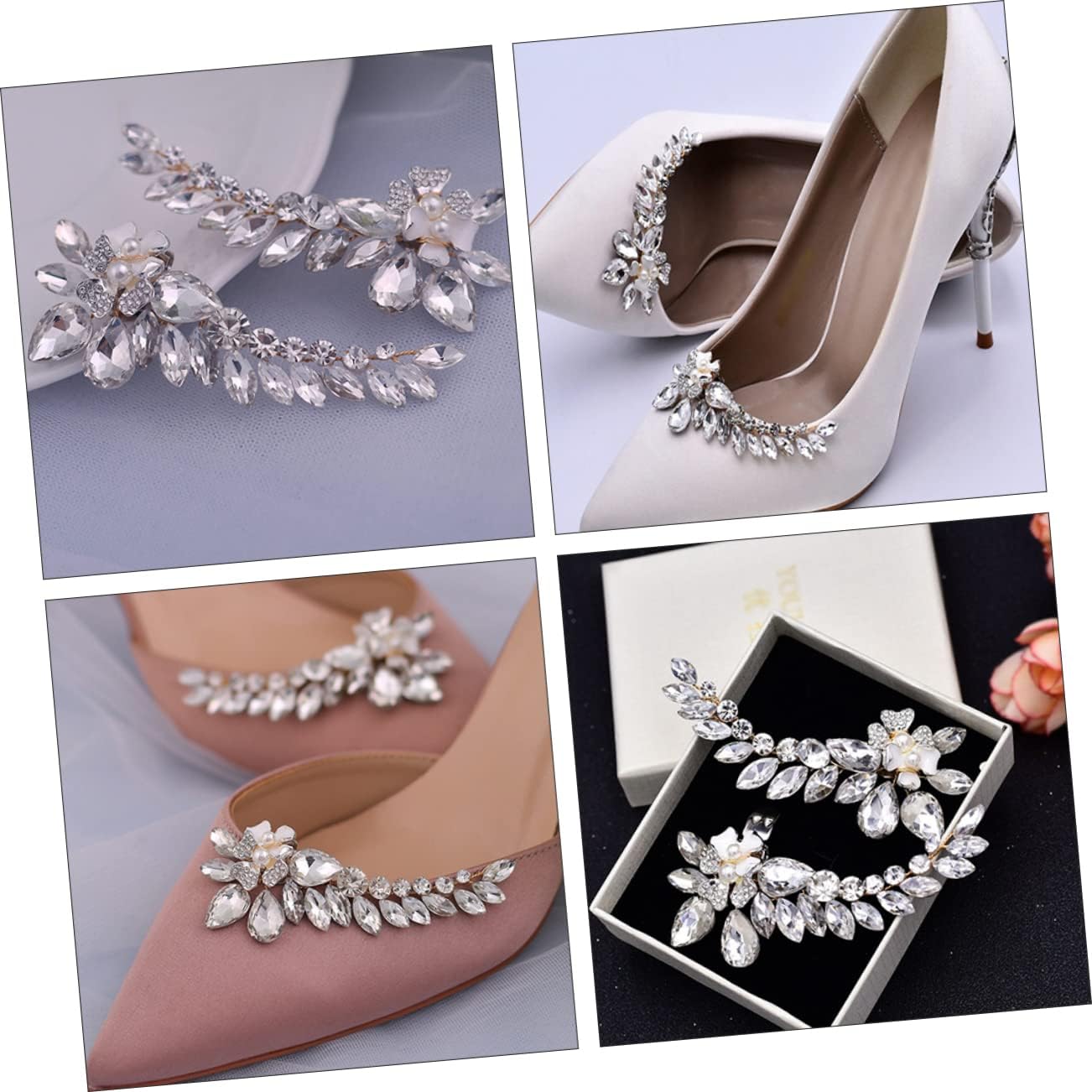 Holibanna Shiny Rhinestones Shoe Buckles Pearl Shoe Accessories Bridal Wedding Party Decorative Buttons
