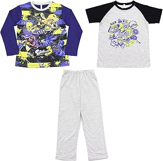 Bandai Splatoon 3 Pajamas Set, Boys 2 Top Pajamas, Long Sleeve, Long Pants, Short Sleeve, Top and Bottom Set, Kids Pajama...