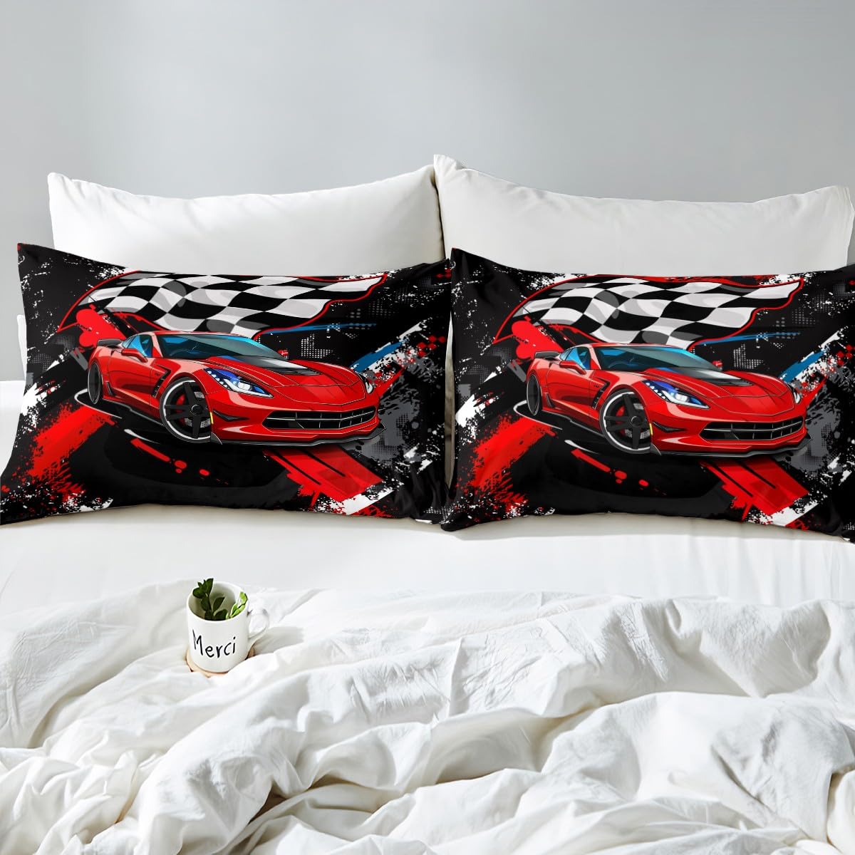 Feelyou Men Racing Car Bedding Set for Boys Children Teens Race